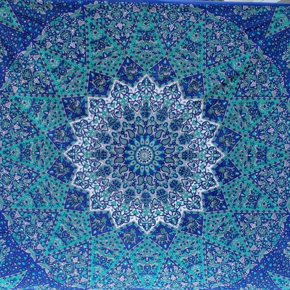 Blue Star Mandala Tapestry Wall Art Hanging Decor - Picture 6 of 7